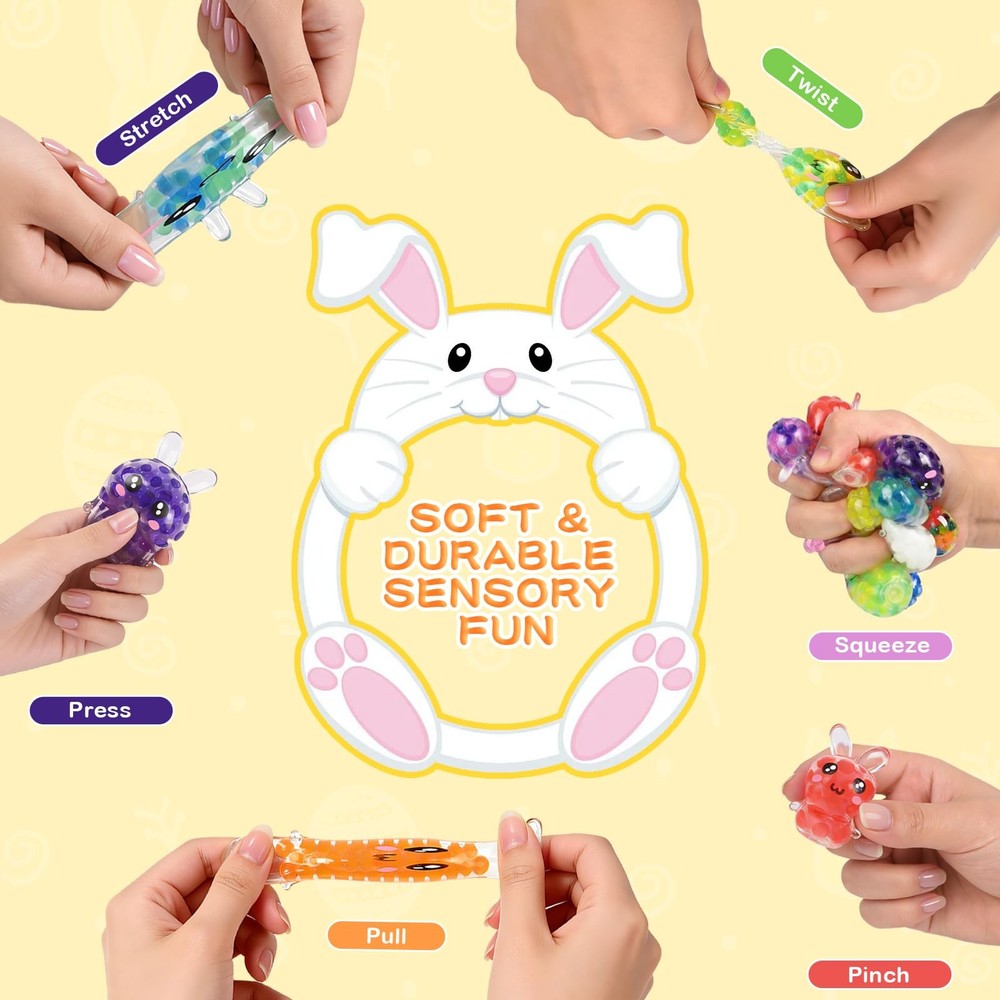 Easter Egg Fillers – 12 Pcs Mini Bunny Squishy Balls, NonCandy Easter Basket ...