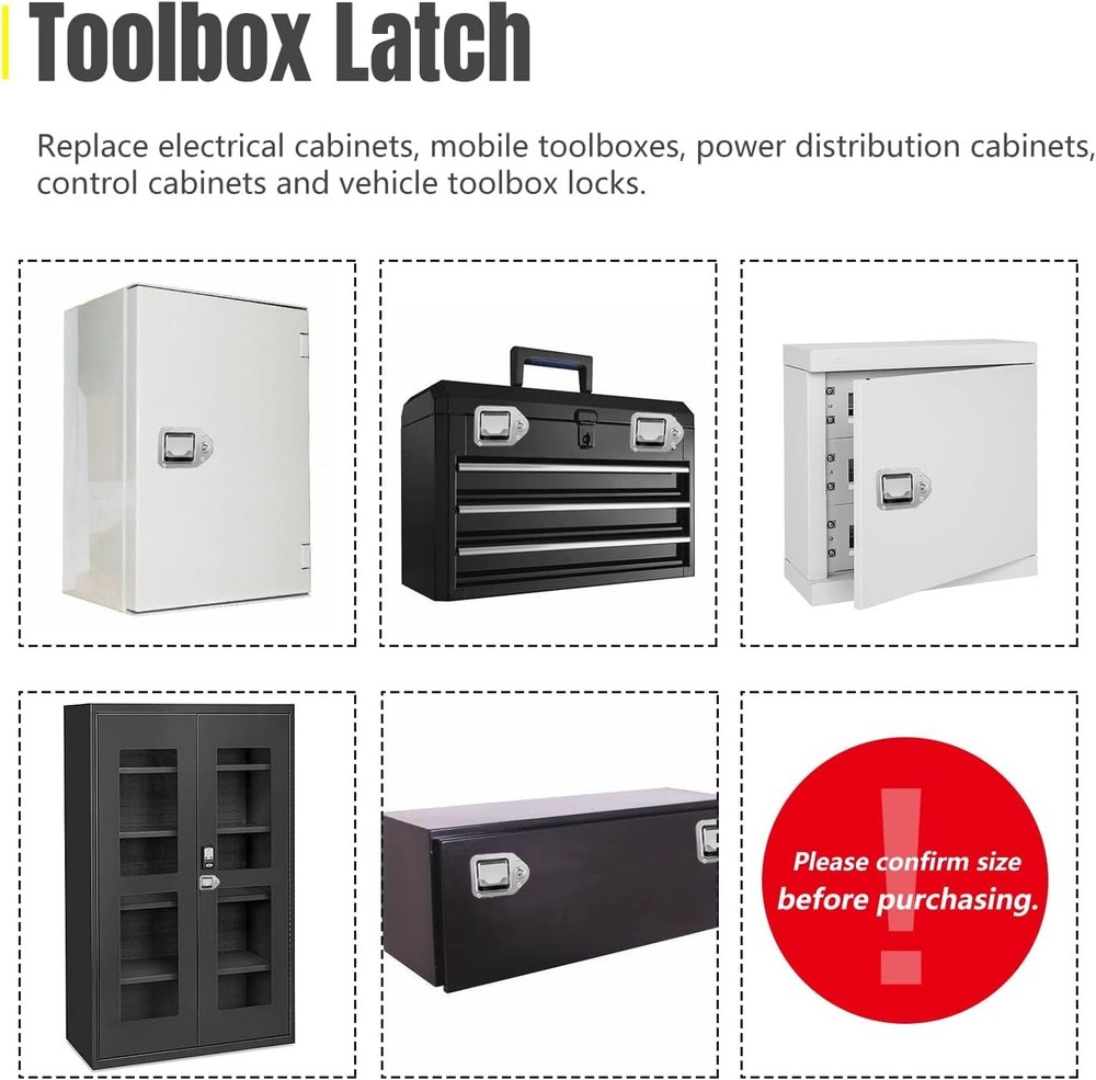 YESHMA 2Pcs Truck Tool Box Latch Toolbox Paddle Lock 2 Pieces, Silver