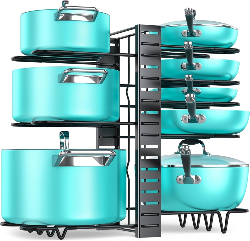 Pots & Pans Organizer Rack under Cabinet 16.61 Height 8 Tiers Adjustable Pot Pan