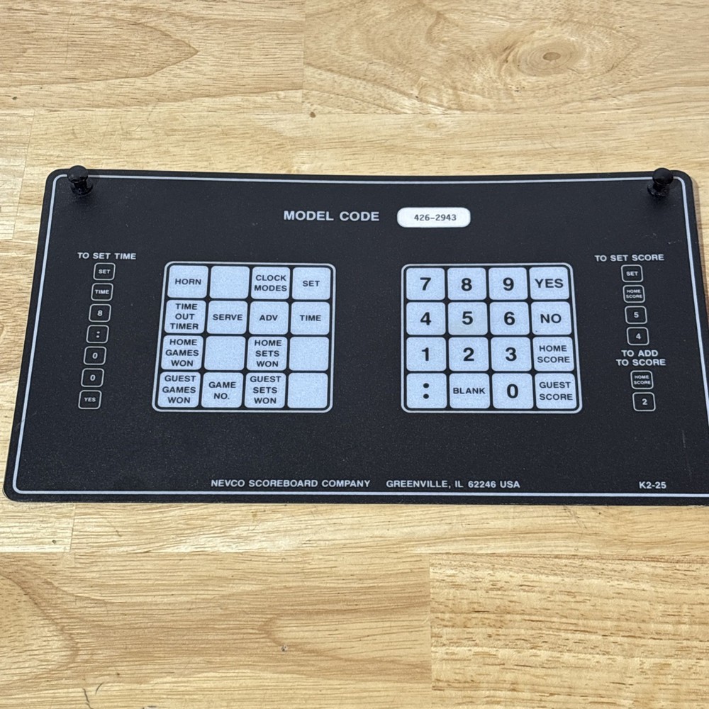Nevco Scoreboard Controller Operator Volleyball ? Button Overlay Model 426-2943