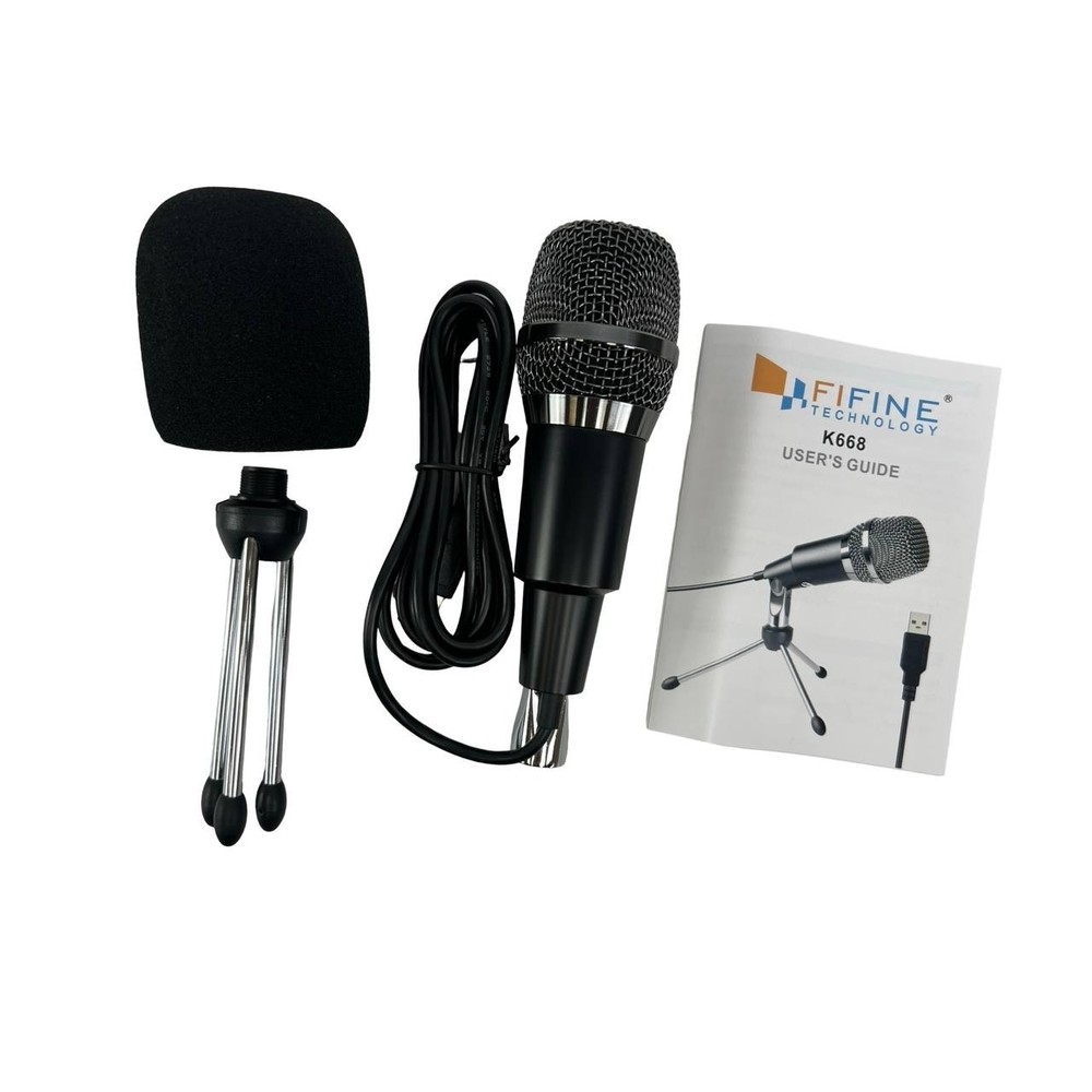 NEW Fifine Technology K668 USB Microphone With Tripod Stand & User Guide
