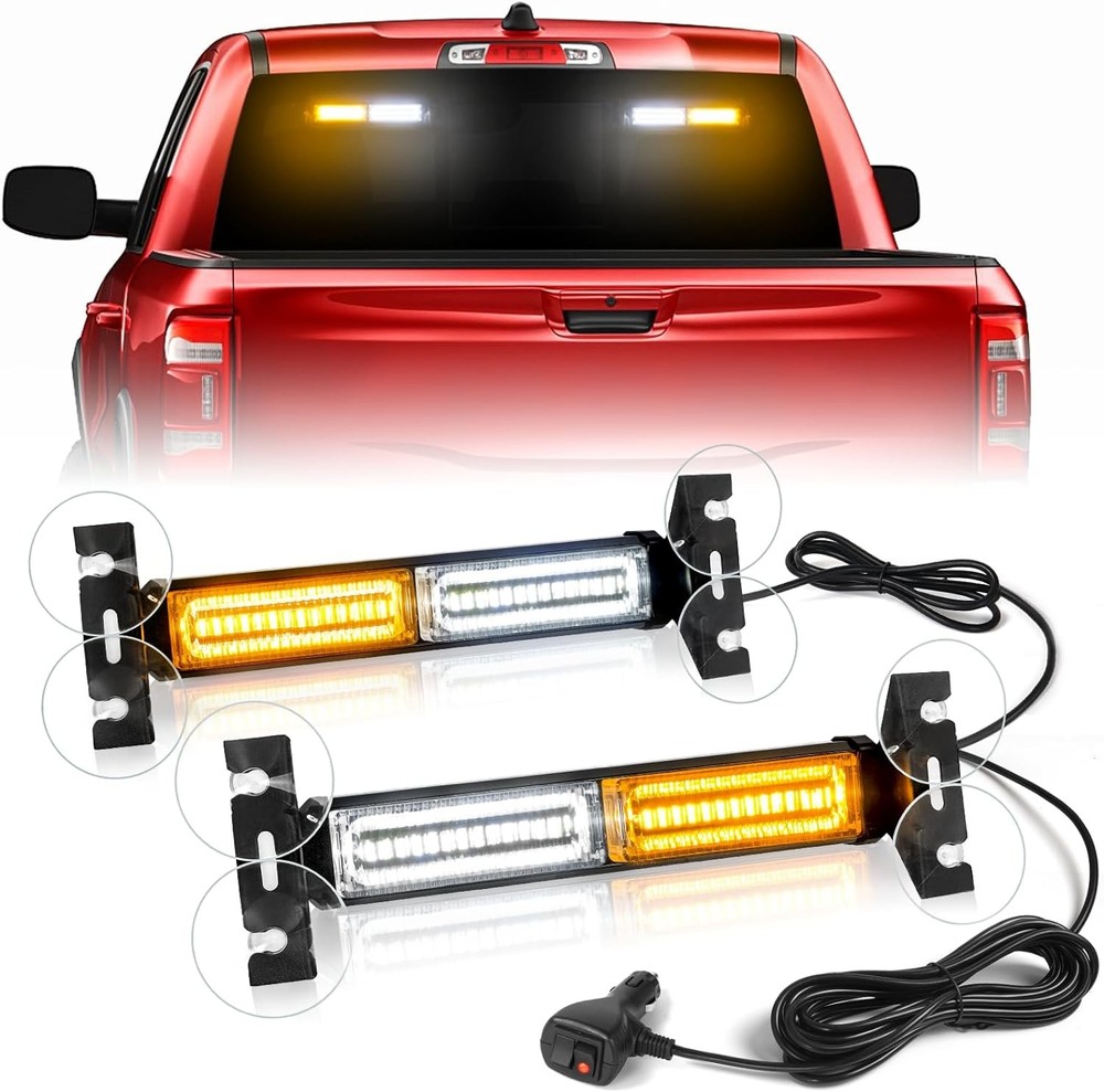 Dash Strobe Light Bar 40 LED Amber White Emergency Warning