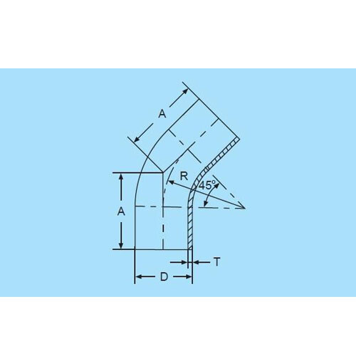 45 Degree Sanitary Stainless Steel Long Bend Weld Fitting 3" 316L