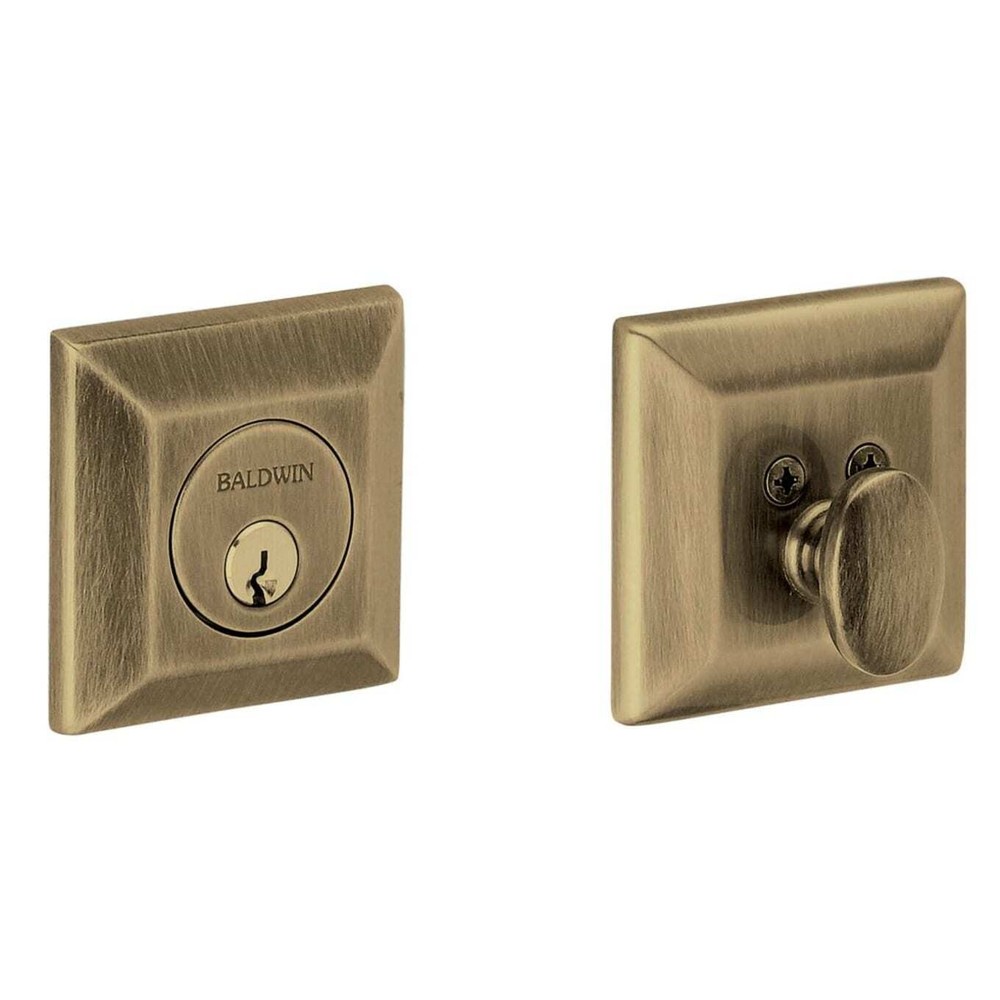 Baldwin Square Solid Brass Single Cylinder Keyed Entry Deadbolt Brass & Black