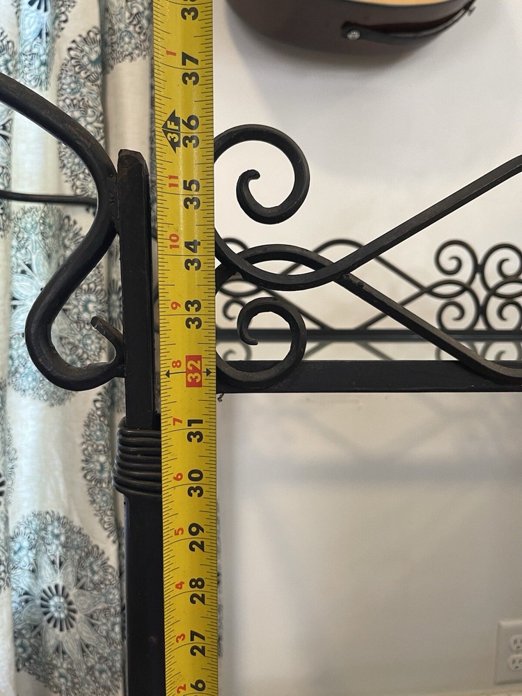 Antique Solid Wrought Iron And Glass Service Cart
