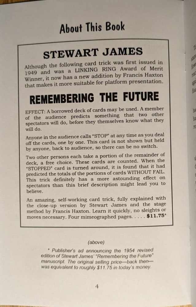 Remembering the Future by Stewart James (A self-working card trick miracle)