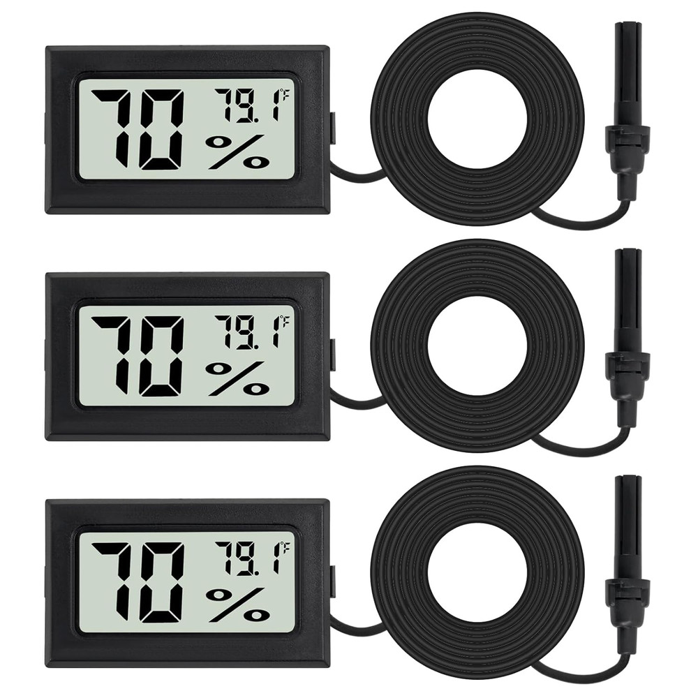 3Pcs Mini Digital Thermometer Hygrometer with Probe Electronic Temperature Hu...