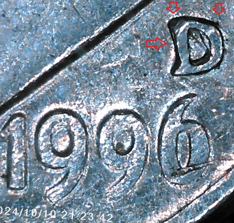 1996 D Roosevelt Dime Error RPM SN592