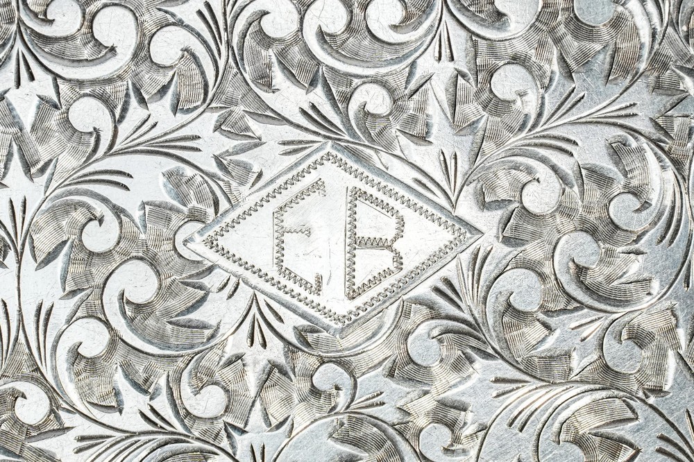 Ornate Antique Foliate Pattern Sterling Silver Card Cigarette Case