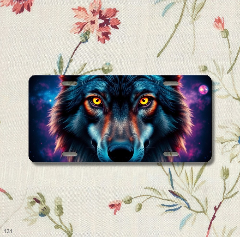 Bold Wolf License Plate Add Text Car Tag Gift Idea