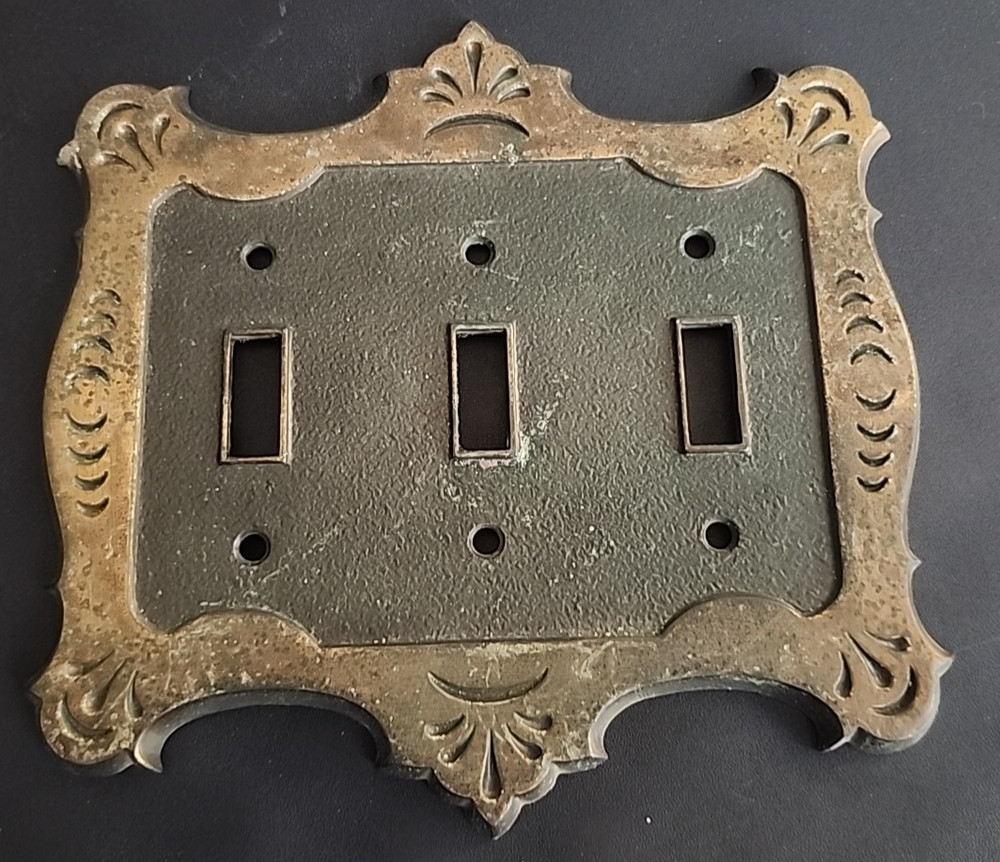 Vintage ~ National Lock ~ Light Switch Plate ~ 3 Switch