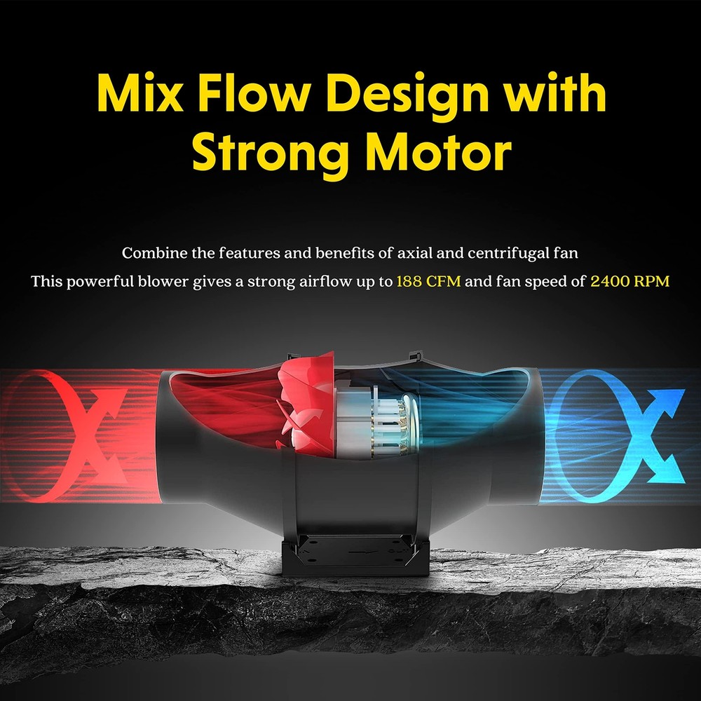 4 Inch 200 CFM Exhaust Inline Duct Fan with Variable Speed Controller