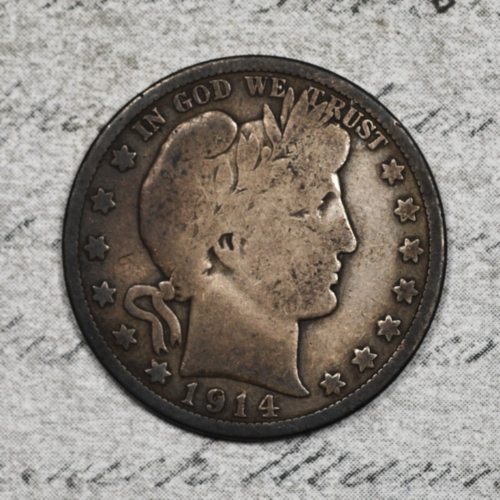1914-P Barber Half Dollar Key Date VG No Problems! #11FCK