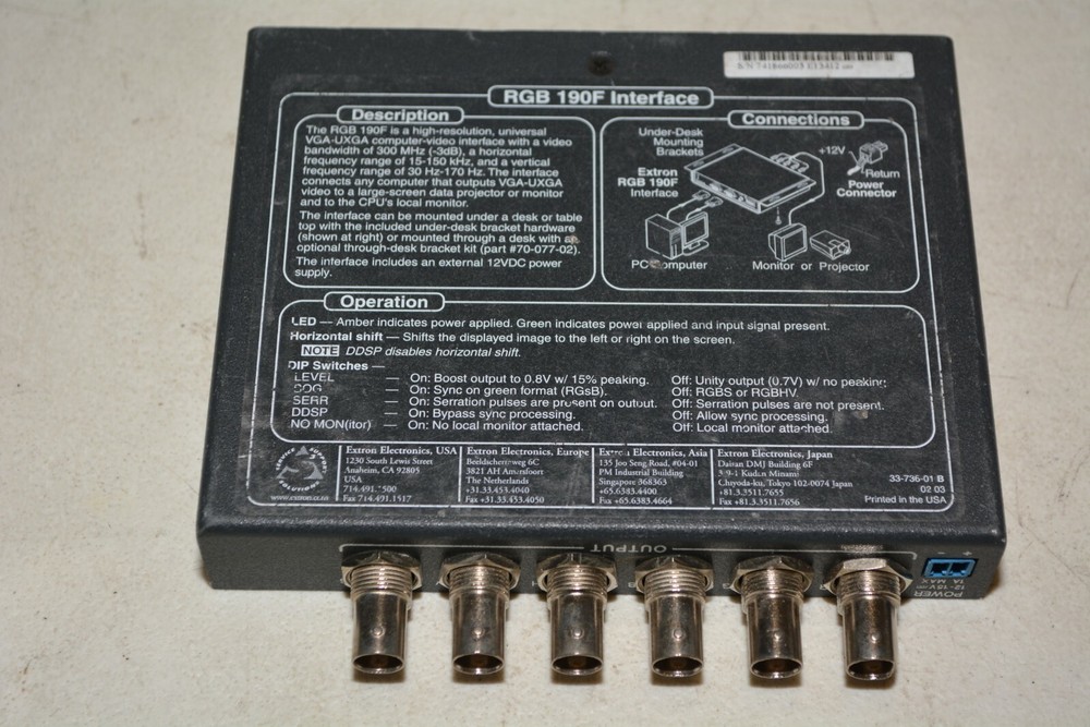 Lot 2x Extron RGB 190F Universal Computer Video Interface