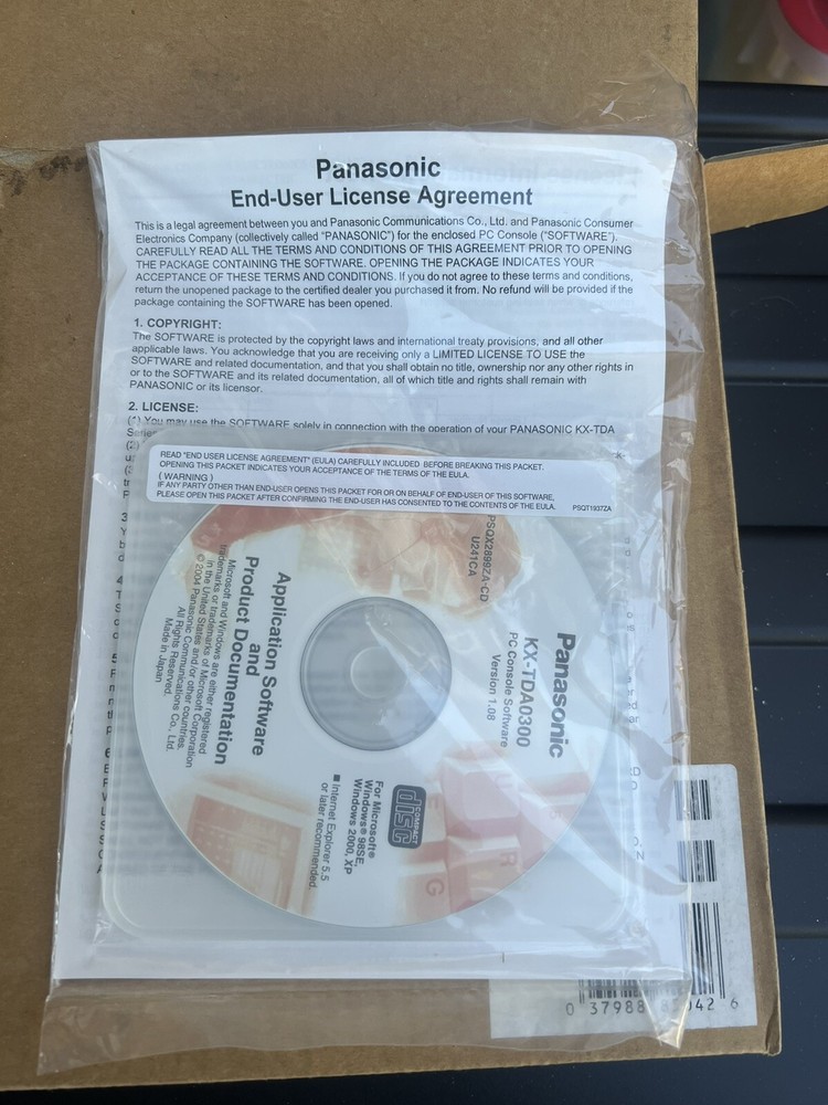 Panasonic KX-TDA0300 PC Console Software *New In Original box*