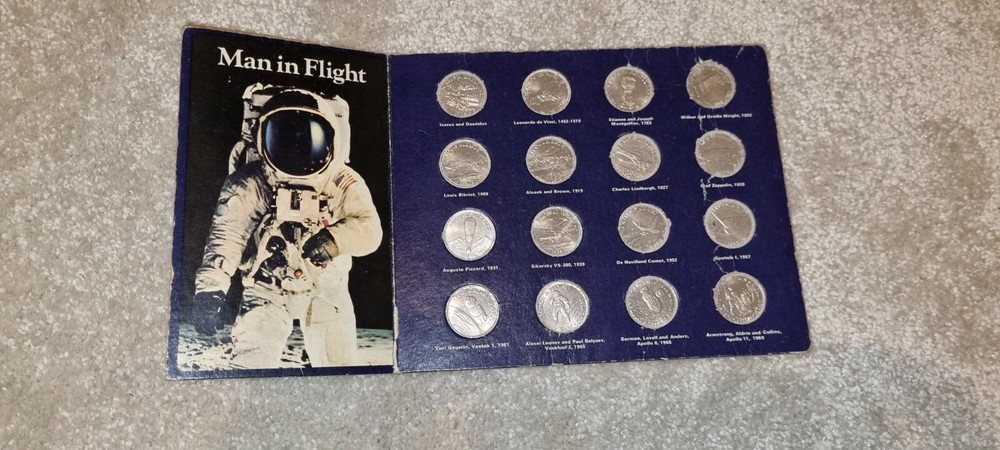 Man in flight coins
