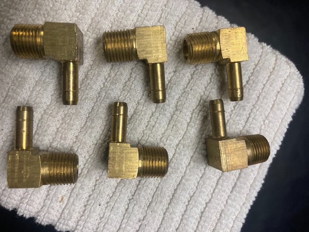 3/16'' hose barb 90 with 1/8'' npt brass 6pc