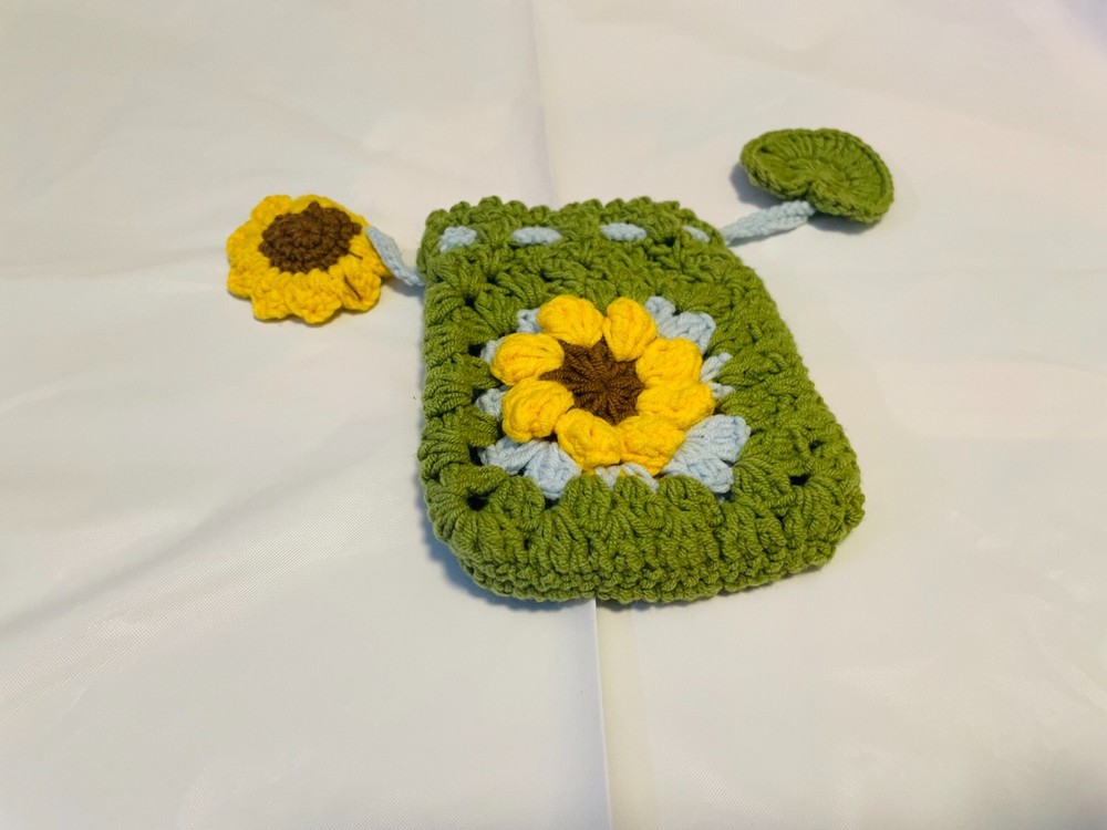 Crochet drawstring bag
