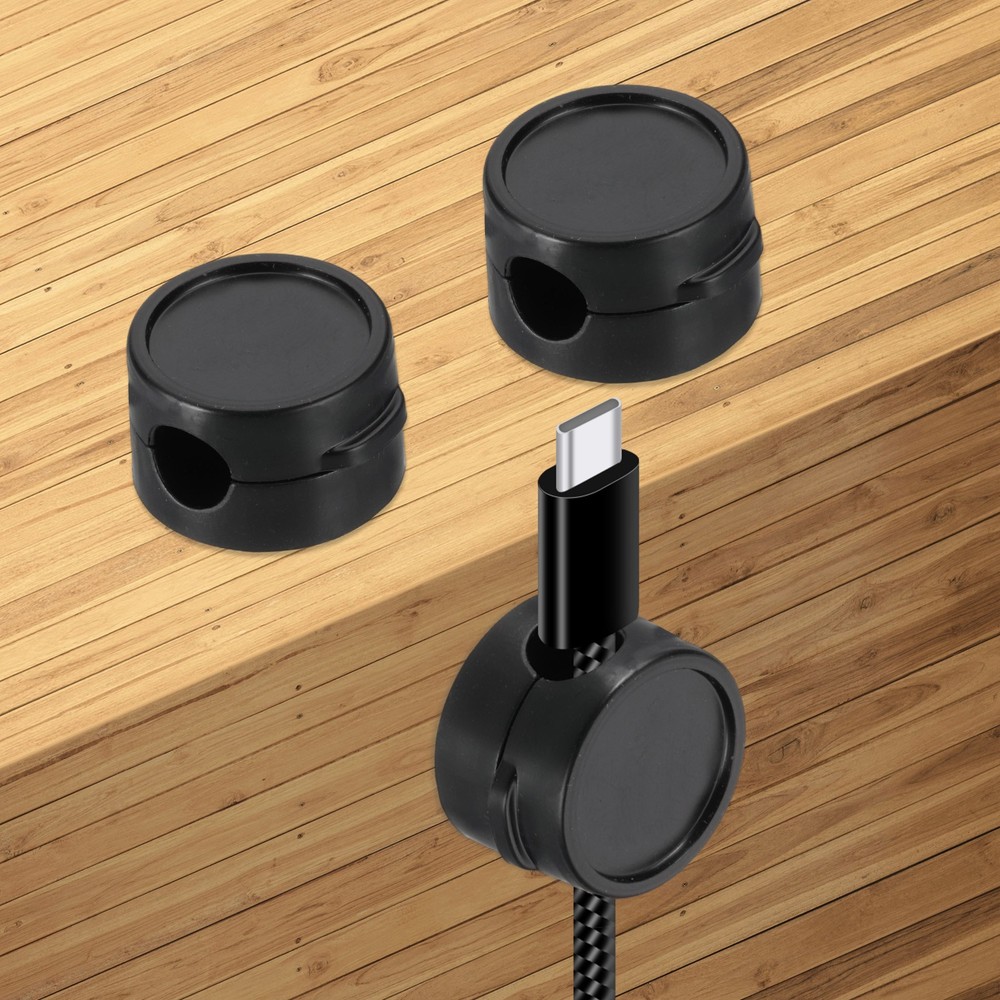Cable Organizer Holder, 3 Pcs Magnetic Spring Desk Cable Management, Black