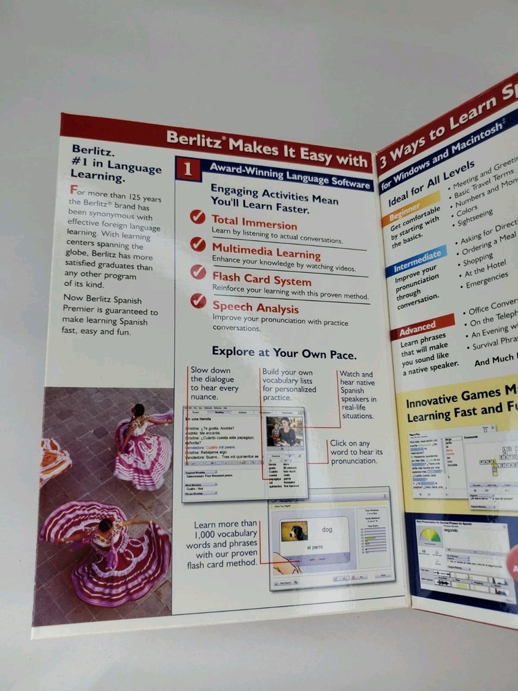 BERLITZ Spanish Premier Language Learning Software 8-Disc Set For Windows & Mac