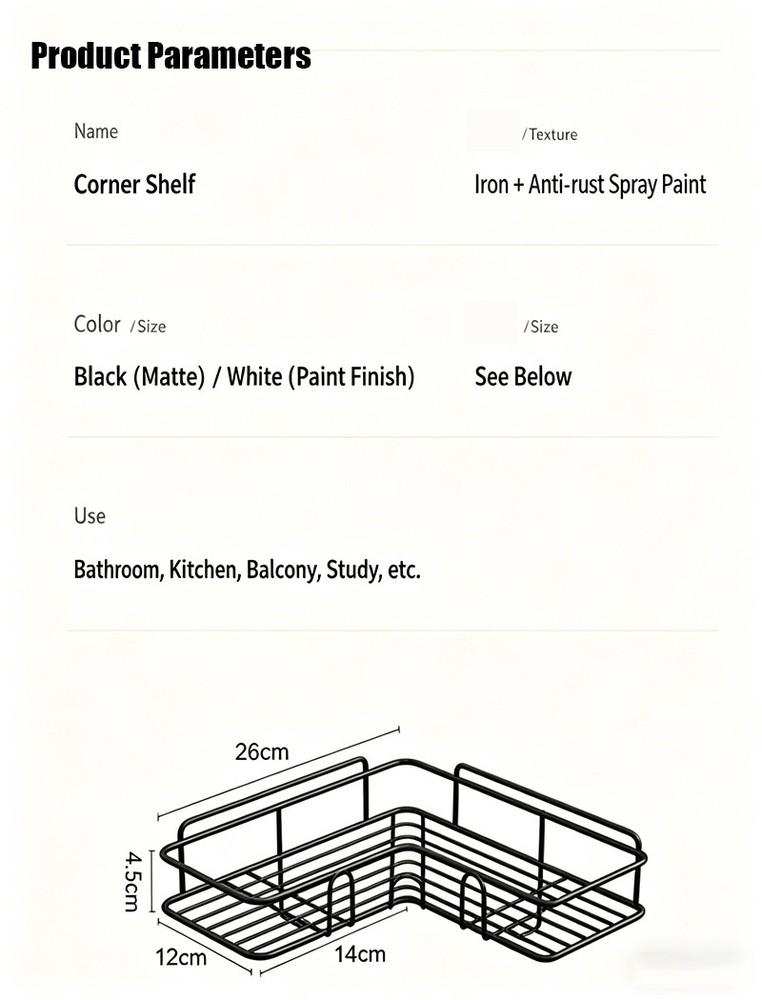 Triangular Shower Caddy Wall Mount Shelf Kitchen Bathroom Storage Organizer Rack