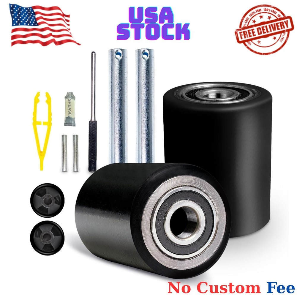 Pallet Jack/Truck Load Wheels Full Set with Axles and Entry Exit Roller 3" x ...