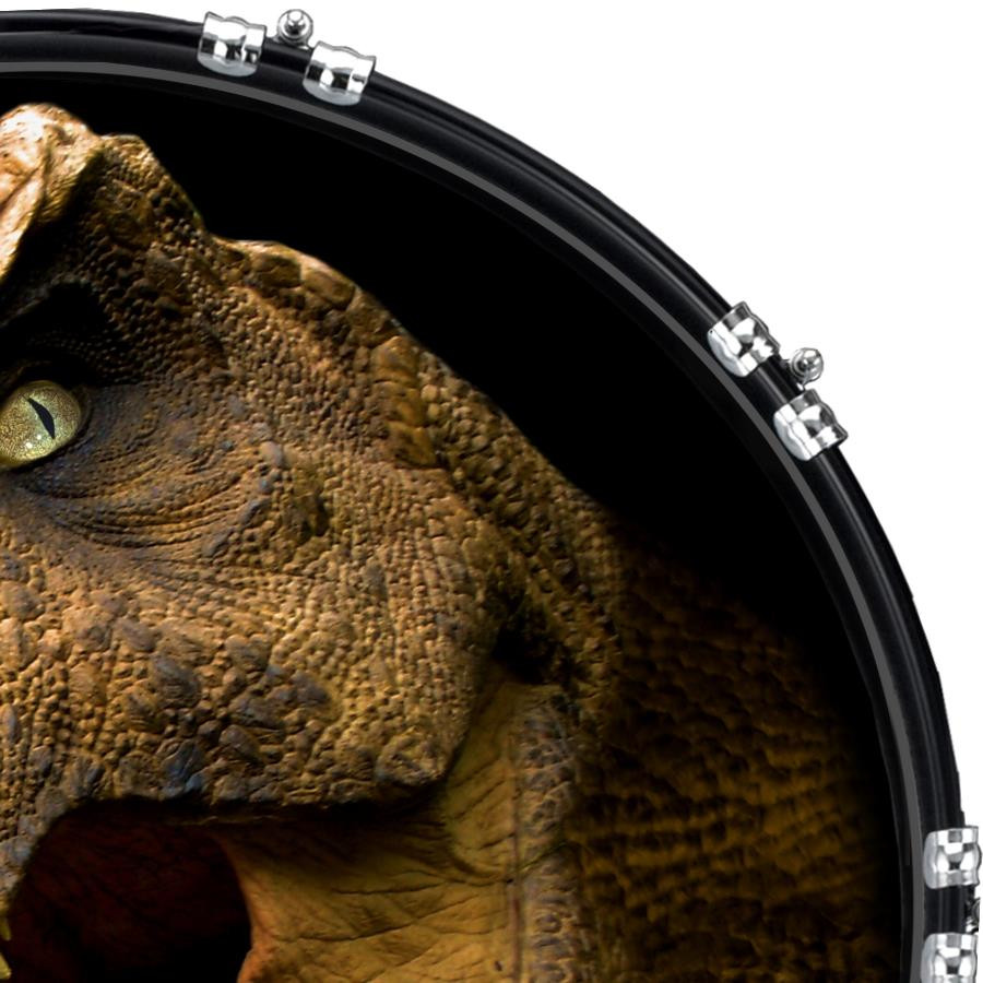 20" Custom Bass Kick Drum Front Head Graphical Dinosaur Raptor