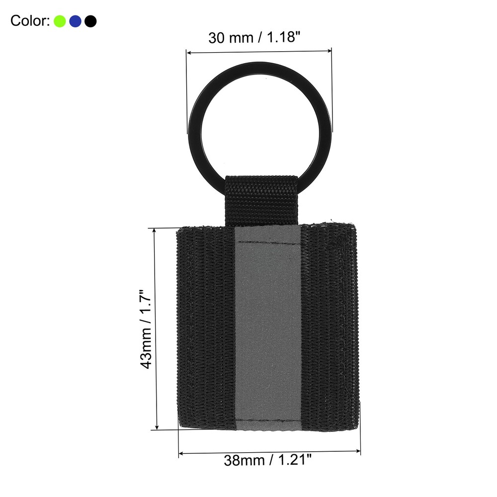 9 Pcs Reflective Keychain Tags, Reflective Zipper Pulls, Black/Green/Blue
