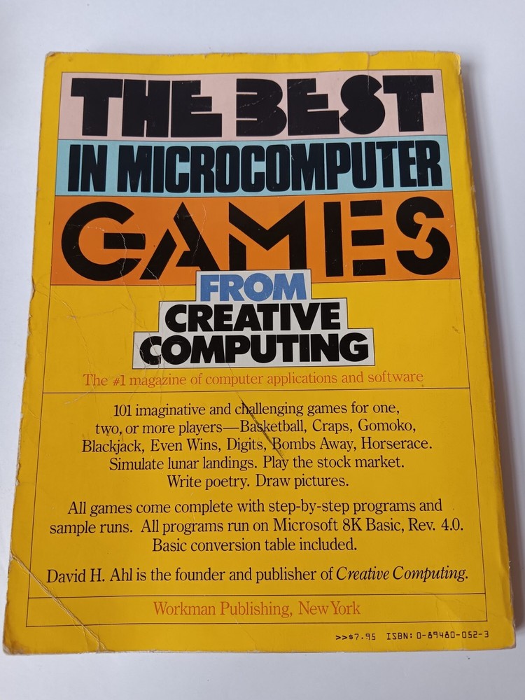 Basic Computer Games Micro Edition Creative Computing Softcover Book 101 Games