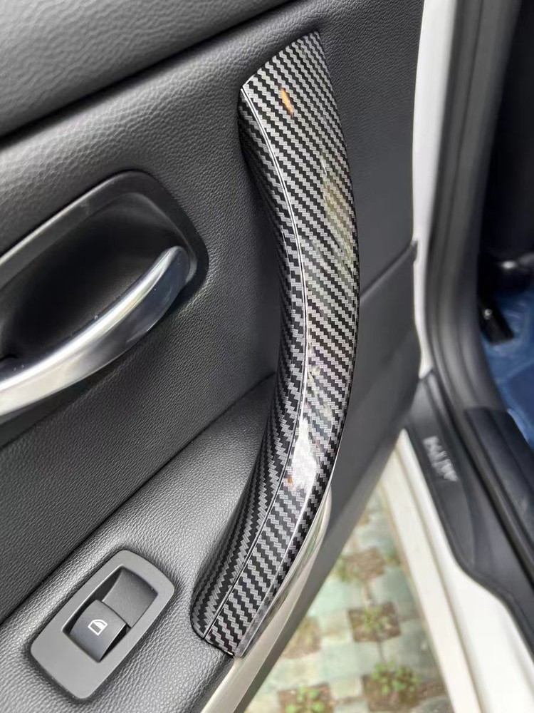 Black/Beige/Carbon Interior Door Handle Cover Pull Trim For BMW E90 E91 E93 328i
