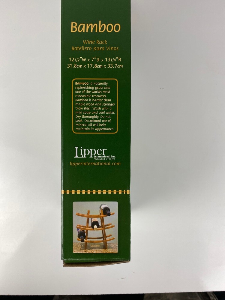 NEW UNOPENED Lipper 9-Bottle Bamboo Wine Rack