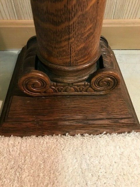antique architectural solid oak pillar ornate carving on base 53" tall