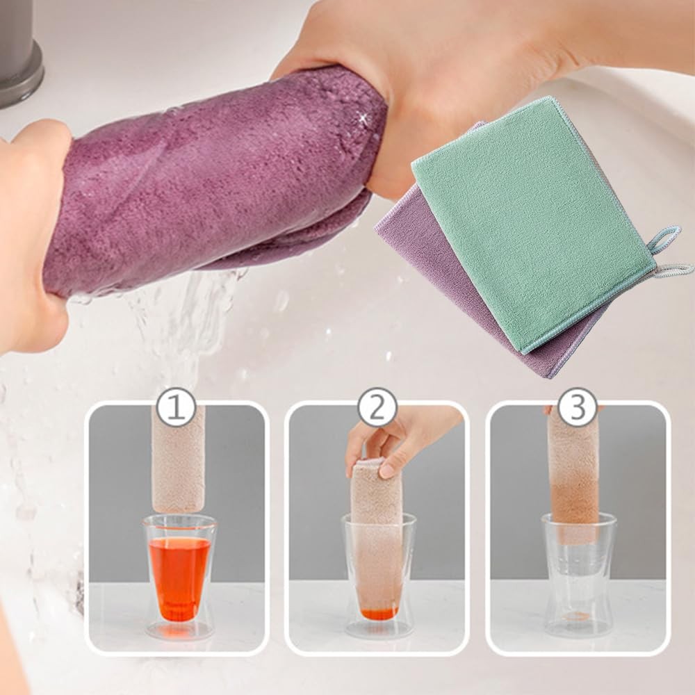 Thick Towel, Multifunctional Double-Layer Cleaning Towel, Soft Absorbent Hand...