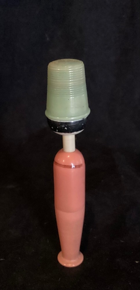Antique Art Deco Celluloid Lady Sewing Thimble and thread case