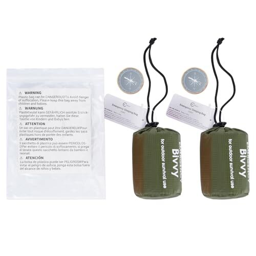 Emergency Sleeping Bag, 2 Pack Portable Survival Thermal Bivy Sack,