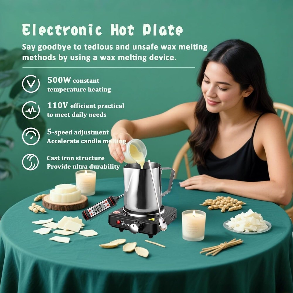 Beginner-Friendly Candle Making Kit - 100% Soy Wax & Essential Accessories