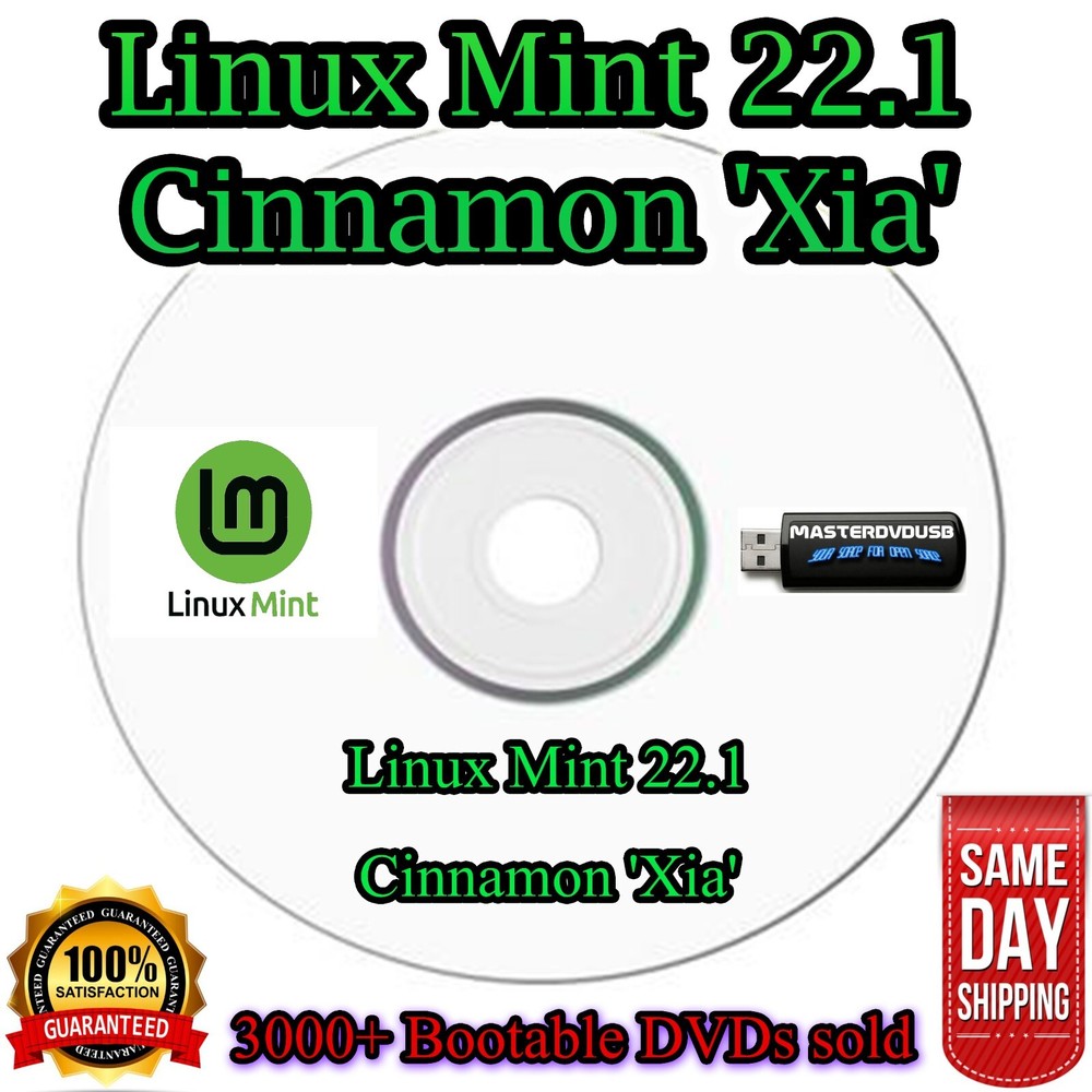 Linux Mint 22.1 Cinnamon 'Xia' Bootable DVD – Laser Printed Label, Same-Day CALI