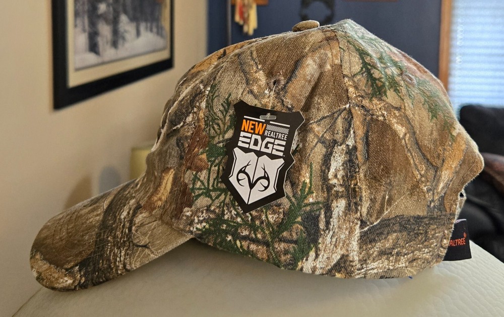 Realtree Edge Camouflage Cap Hat Hook & Loop Back Strap Embroidered Ad Logos NWT