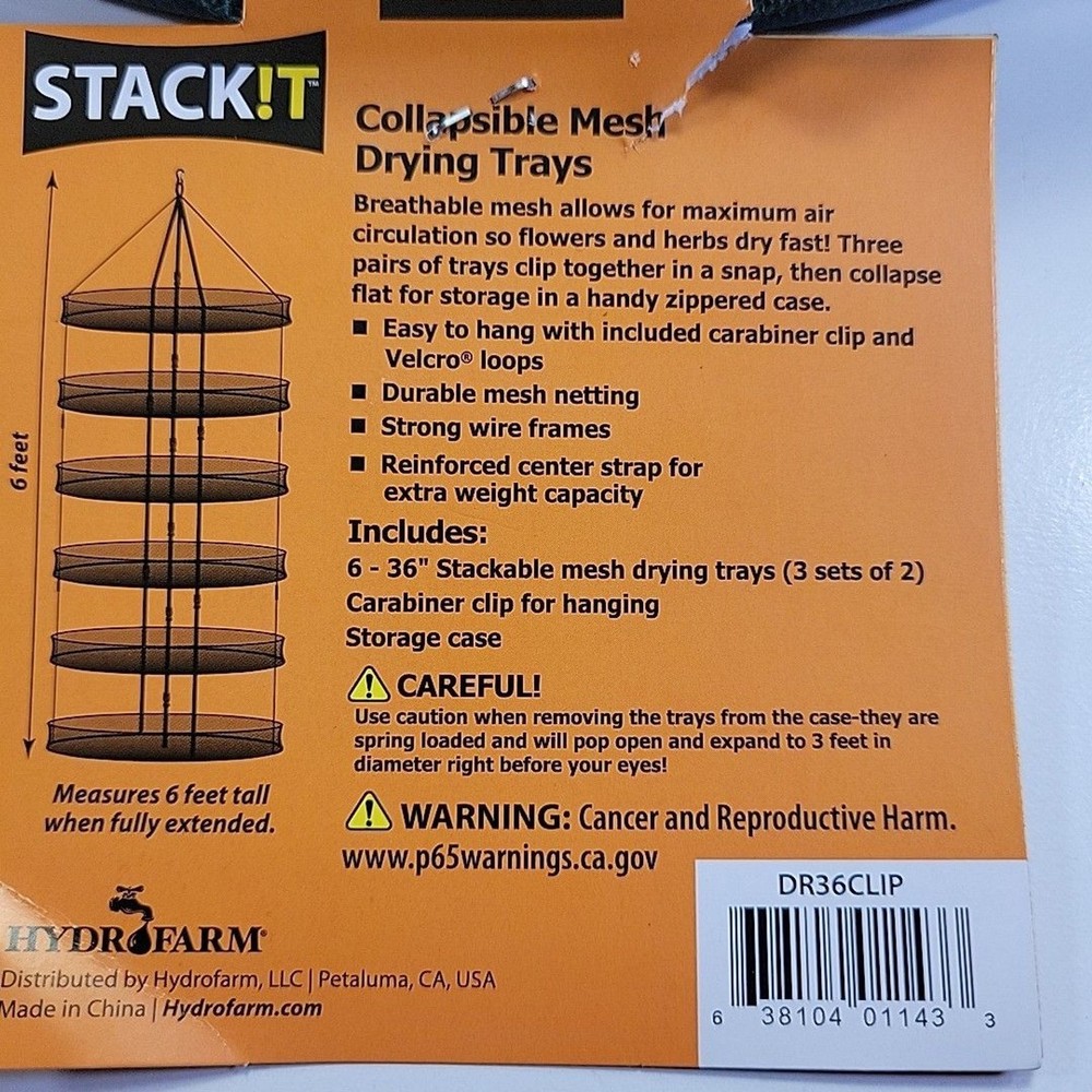 Stack It Collapsible Mesh Drying Rack 6 Tier 36" Professional Grade New/ Package