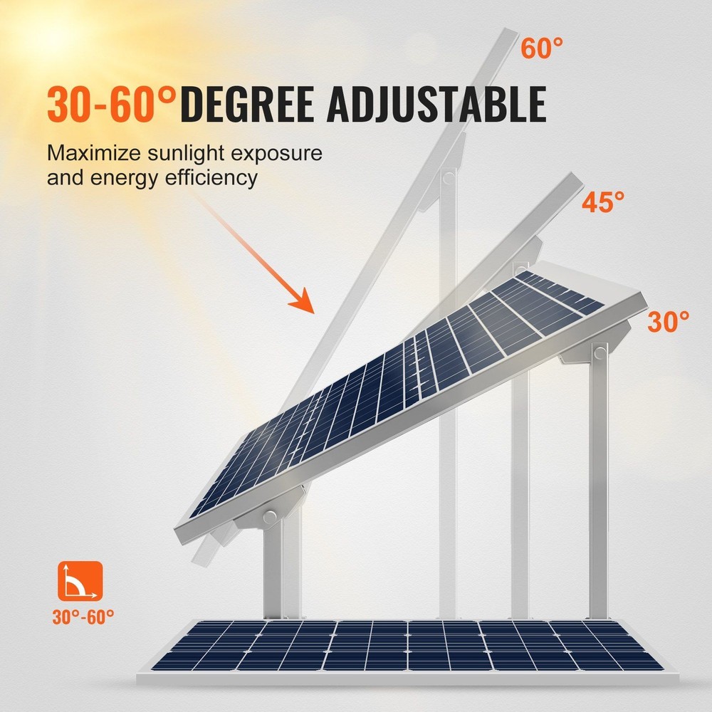 High-Capacity Solar Mount 30-60° Adjust 330lb Strength