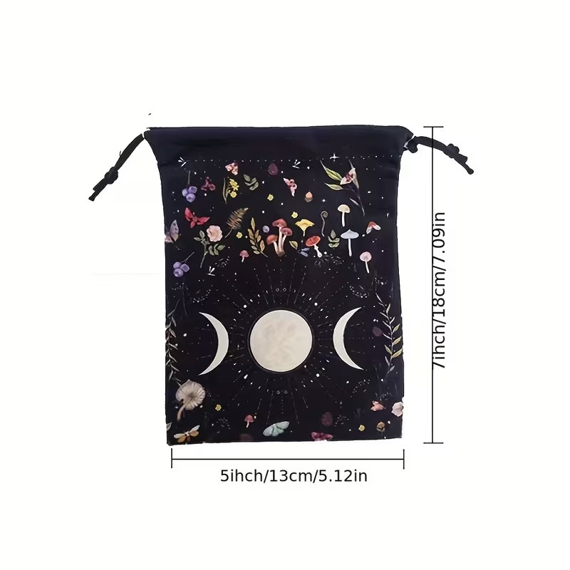 Floral Triple Moon Cloth Drawstring Bag Satchel