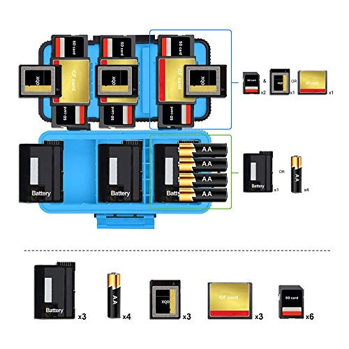 Camera Battery Memory Card Case, Memory Card Hard Protector D950-Blue Blue