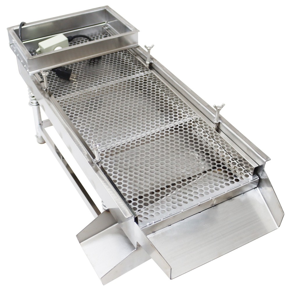 110V Stainless Linear Vibrating Screen w/Single Layer 10mm Screen Sieve Machine