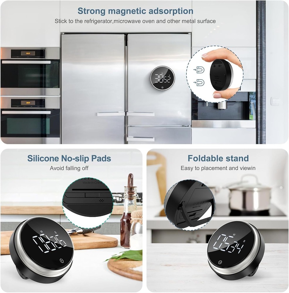 Digital Magnetic Timer LED Display Adjustable Volume Kitchen Office