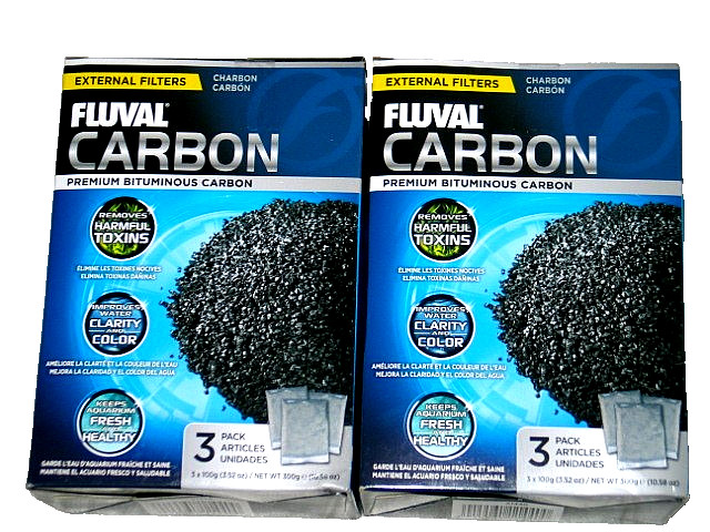 2 Boxes FLUVAL Total 6 Packs External Filters Bituminous Carbon Fish