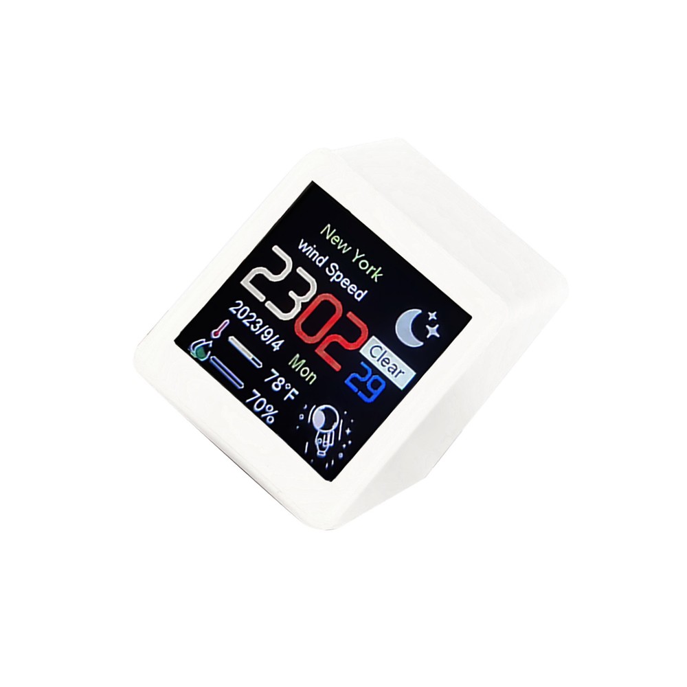 White Clock WIFI Weather Clock Screen Temperature Humidity Desktop Decor Gift