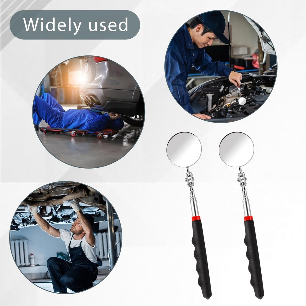 2Pcs Telescoping Inspection Mirror, Flexible Circular Mirror 360...