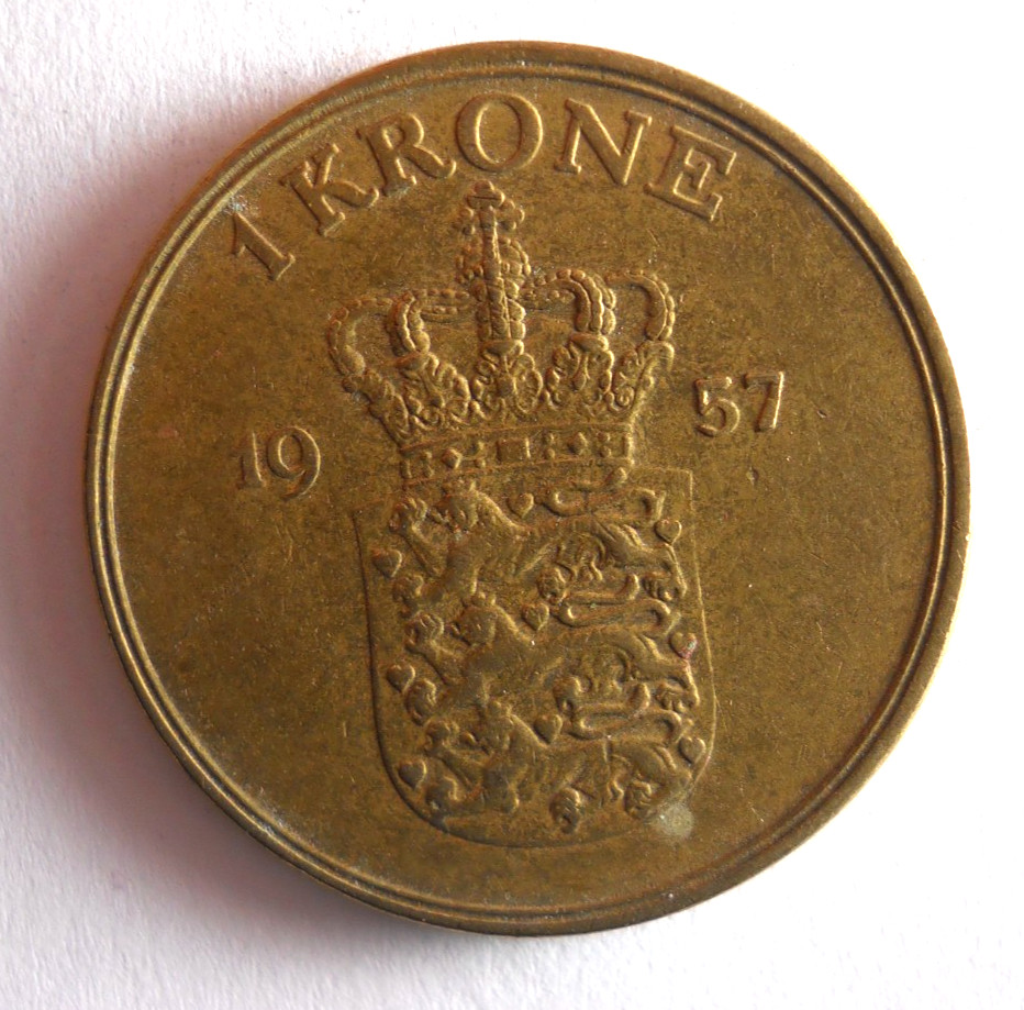 1957 DENMARK KRONE - Excellent Coin - FREE SHIP - Bin #169