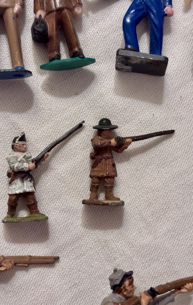 3 Britains LTD (Civil War) & 2 Custom Cast Soldiers & 6 Assorted Worker Figures