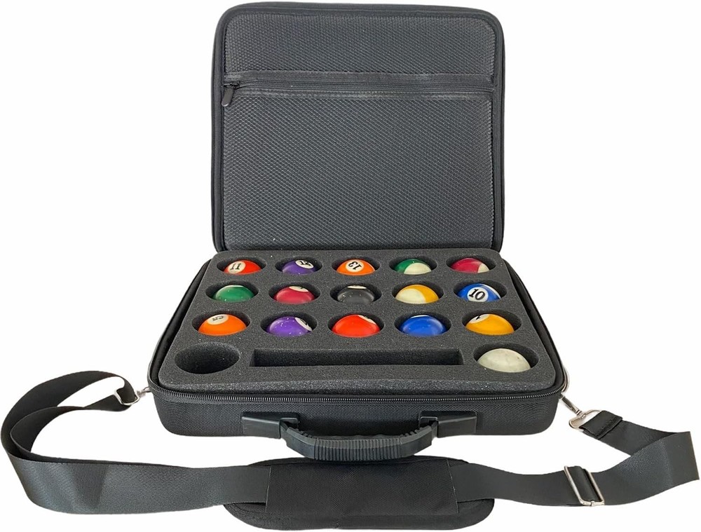 Pool Ball Carrying Case,Hard Billiard Case Cue Rectangle, Black